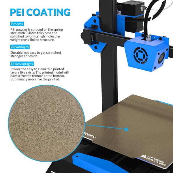 PEI 3D Printer Print Bed, størrelse 500x500mm, forbedret vedhæftning,500x500mm