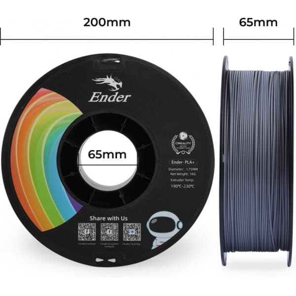 Creality Ender - PLA+ -filament til 3D-printer, 1,75 mm, grå