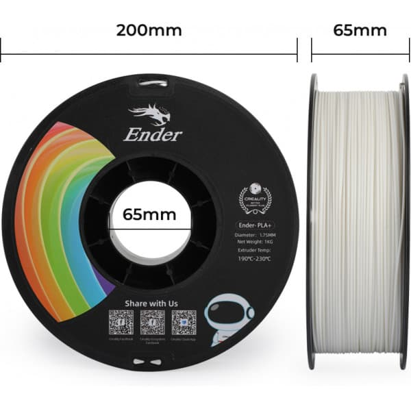 Creality Ender - PLA+ -filamentti 3D -tulostimeen, 1.75 mm, valkoinen