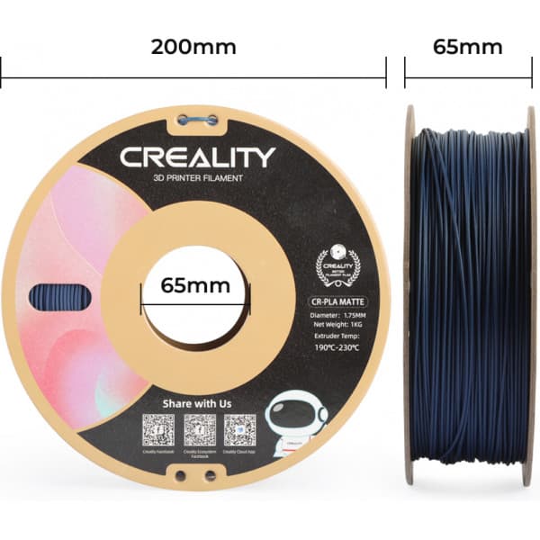 Creality CR-PLA Matt -filament för 3D-skrivare, 1,75 mm, marinblå
