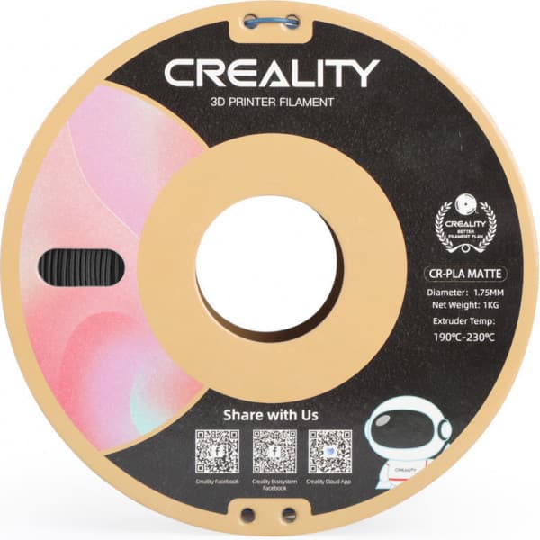 Creality CR-PLA Matte -filament för 3D-skrivare, 1,75 mm, matt svart