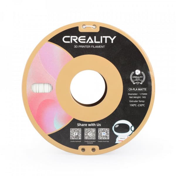Creality CR-PLA Matt -filament för 3D-skrivare, 1,75 mm, gipssvart vit