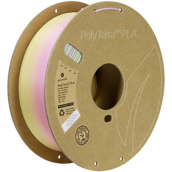 Polymaker PA04029 Gradient Låg Plast PLA Filament, Matt, Flerfärgad 1,75 mm 1000 g Pastell Rainbow Poly