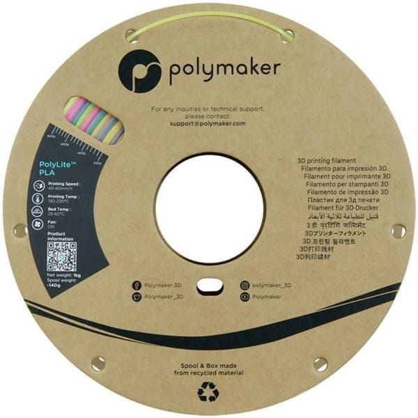 Polymaker PA09001 Luminous PLA Filament självlysande 1,75 mm 1000 g regnbåge PolyLite™ 1 st.
