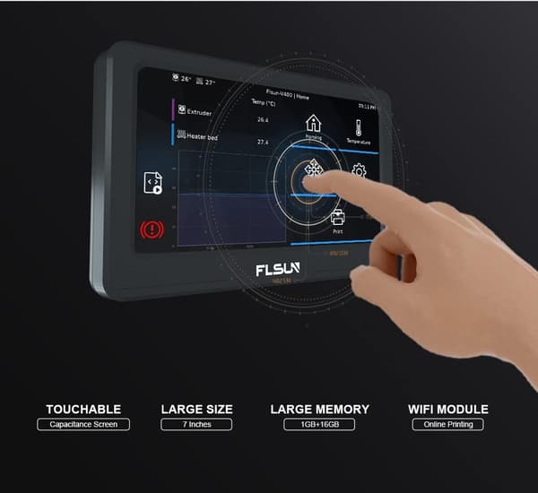 3D-printer kontrolpanel, 7 tommer berøringsskærm, WiFi-funktionalitet, højhastighedsudskrivning