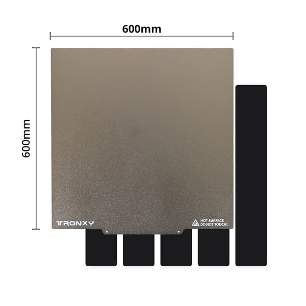 Tronxy 3D-tulostimen kuuma alusta, koko 600x600mm, PEI-tarra optimaalista tarttuvuutta varten,600x600mm