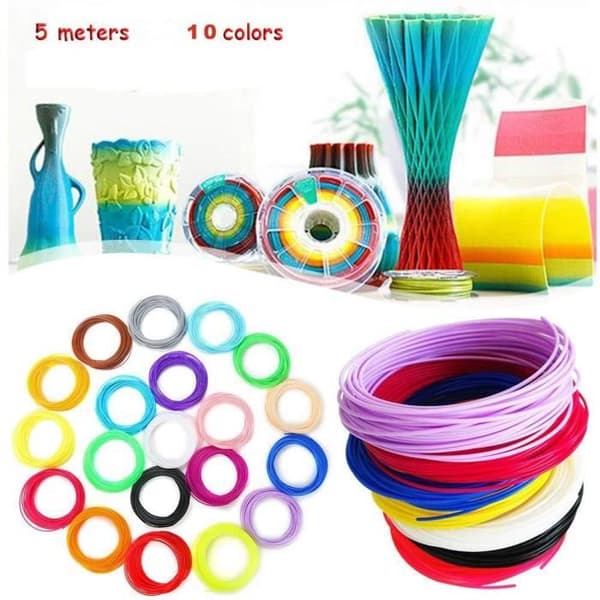 3D Pen Filament PCL, 3D Printer Filament, Diameter 1,75 mm, 5m 10 färger (slumpmässig färg) Total längd 50M