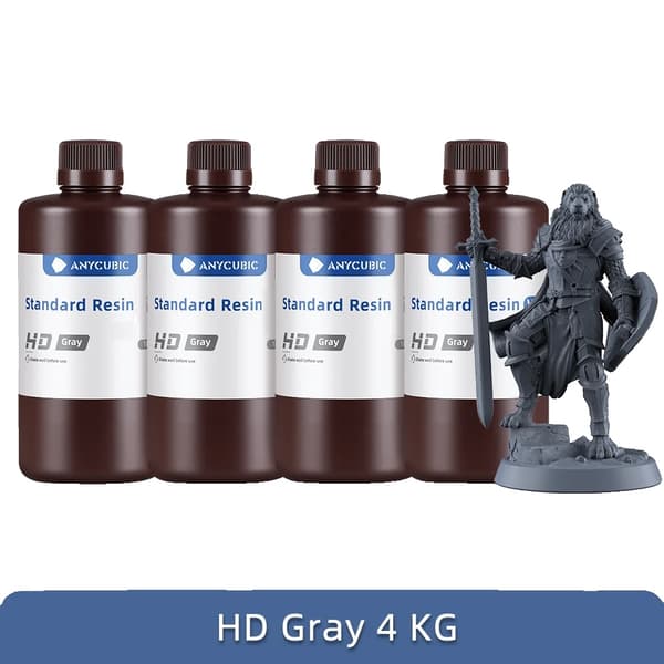 3D Printer Resin, Høj Præcision, 405nm UV Teknologi,4kg Standard HD Grå