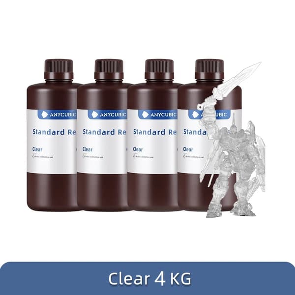 ANYCUBIC 4KG UV-harts, härdningsvåglängd 405 nm, hög viskositet 552 mpa.s,4kg Klar