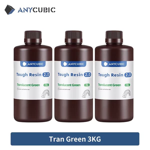 3D Printer Resin, 405nm Kompatibilitet, Vandopløselig ECO Resin,Robust 2.0 Grøn 3 KG