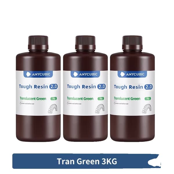 3D Printer Resin, 405nm Kompatibilitet, Vandopløselig ECO Resin,Robust 2.0 Grøn 3 KG