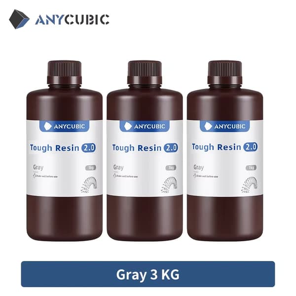 3D Printer Resin, 405nm Kompatibilitet, Vandopløselig ECO Resin,Robust 2.0 Grå 3 KG