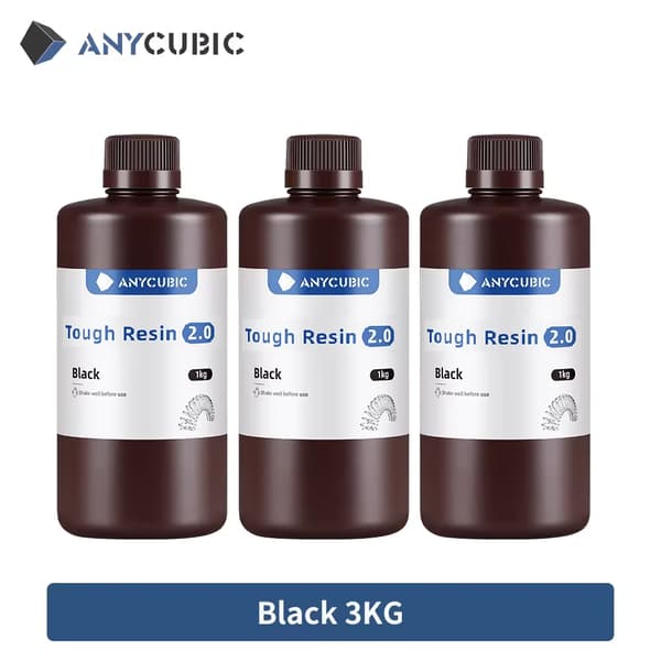 3D-tulostinhartsi, 405nm-yhteensopivuus, vesipestävä ECO-hartsi,Kestävä 2.0 Musta 3 KG