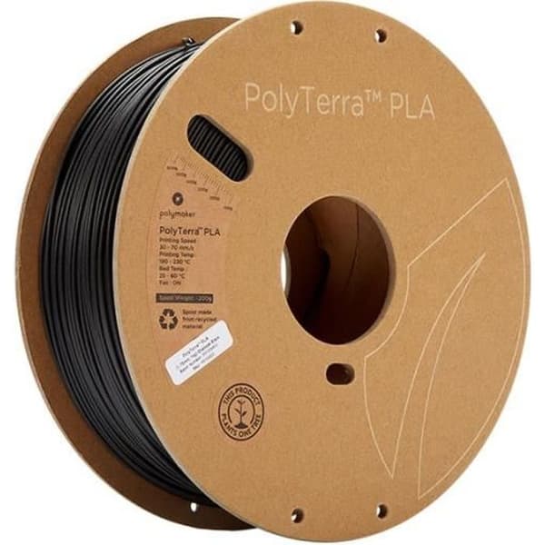 POLYMAKER - PLA-filament för 3D-skrivare - PolyTerra - 1,75 mm - 1Kg - Svart