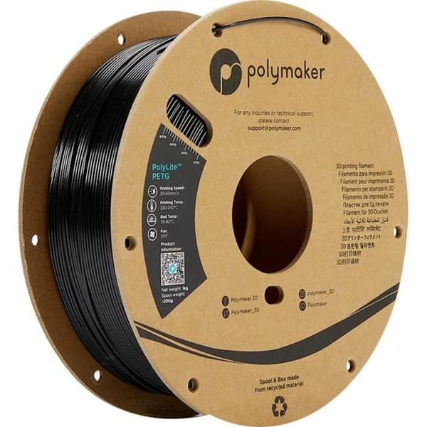 Polymaker PB01001 PolyLite Filament PETG värmebeständig, hög draghållfasthet 1,75 mm 1000 g svart 1 st
