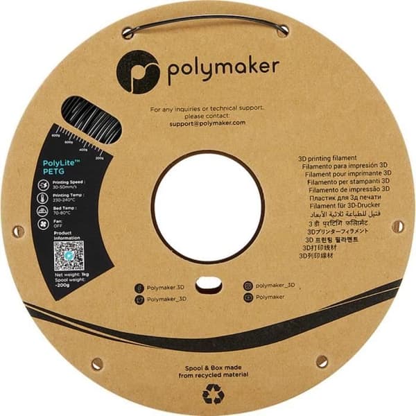Polymaker PB01001 PolyLite Filament PETG värmebeständig, hög draghållfasthet 1,75 mm 1000 g svart 1 st
