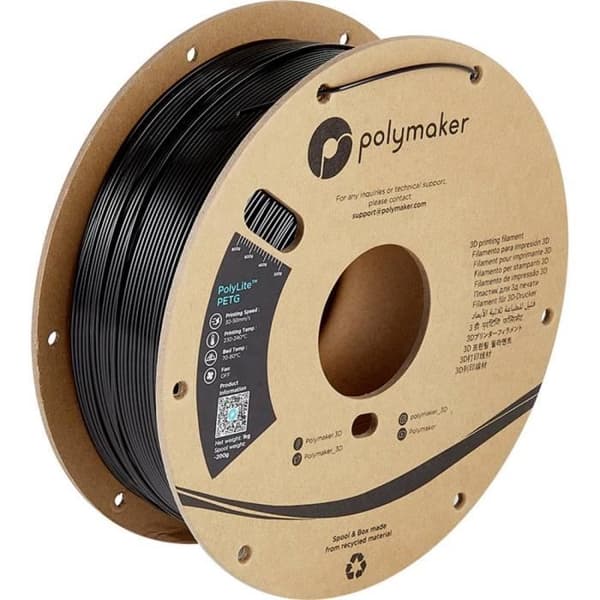 Polymaker PB01001 PolyLite Filament PETG värmebeständig, hög draghållfasthet 1,75 mm 1000 g svart 1 st
