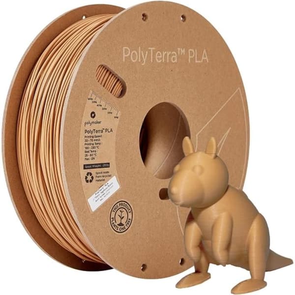 Polymaker 70976 PolyTerra PLA Filament låg plast, vattenlöslig 1,75 mm 1000 g träbrun (satin) 1 p