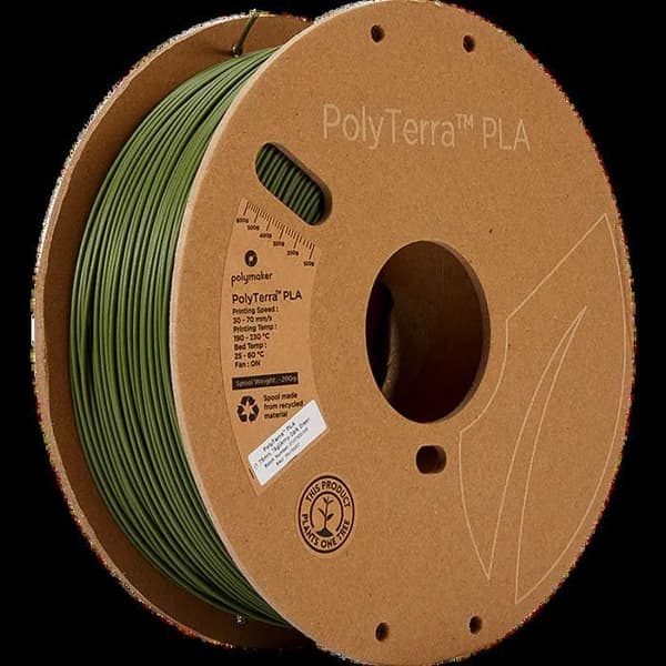Polymaker 70957 PolyTerra PLA Filament låg plast, vattenlöslig 1,75 mm 1000 g mörk militärgrön 1 p