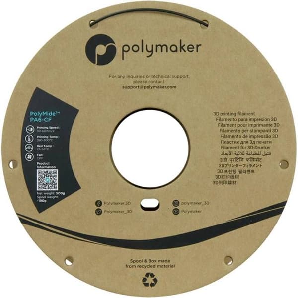 Polymaker 3d skrivarkabel - PG03001 - Polymid PA6-CF Svart - 1,75 mm - 500g