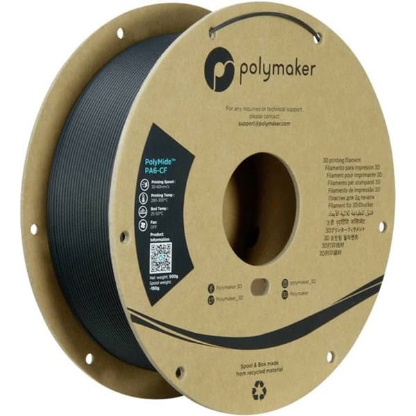 Polymaker 3d skrivarkabel - PG03001 - Polymid PA6-CF Svart - 1,75 mm - 500g
