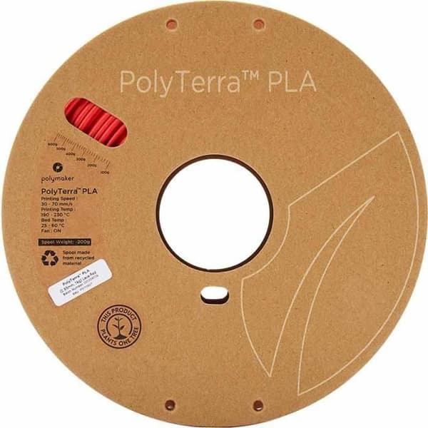 POLYMAKER - PLA filament för 3D-skrivare - PolyTerra - 1,75 mm - 1 kg - Lava Red