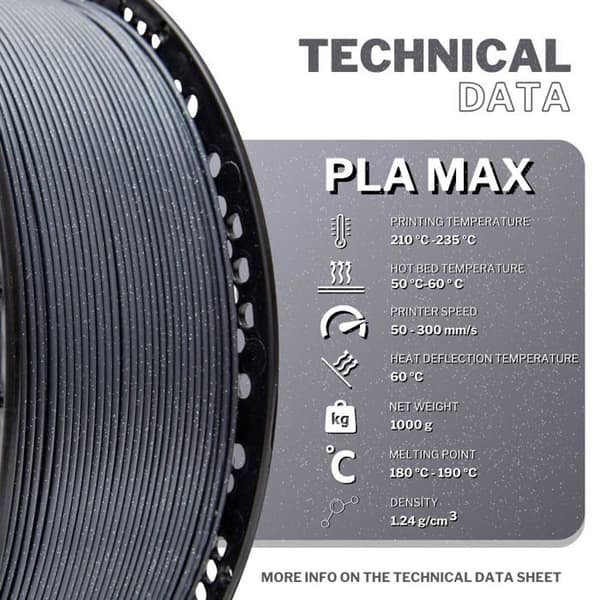 3dfils - GEZIPU - Filament PLA Glitter för 3D-utskrift Neat Winding esFil PLA Max: 1,75 mm, 1 kg, Galaktisk Grå