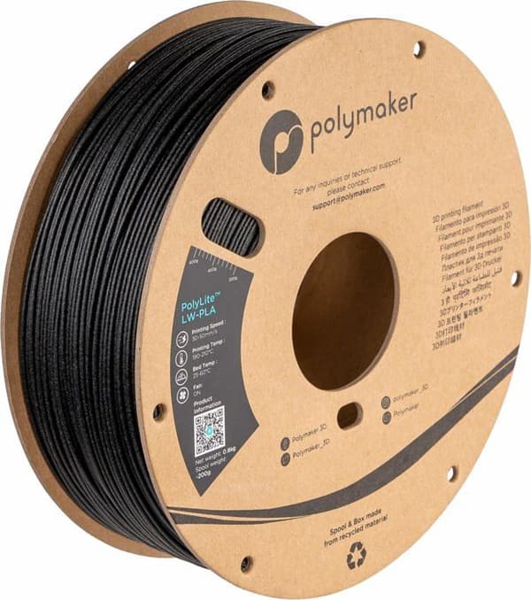 Fil för 3D-skrivare Polymaker - PA08001 - PolyLite LW-PLA - 1,75 mm - 800 g - Svart