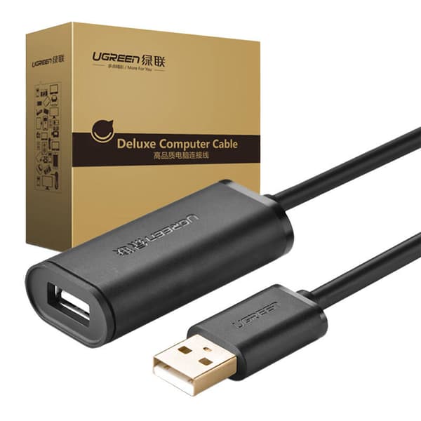 CABLU USB Ugreen prelungitor, "US121" USB 2.0 (T) la USB 2.0 (M), conectori auriti, 15m, negru, "10323" (timbru verde 0.18 lei) - 6957303813230