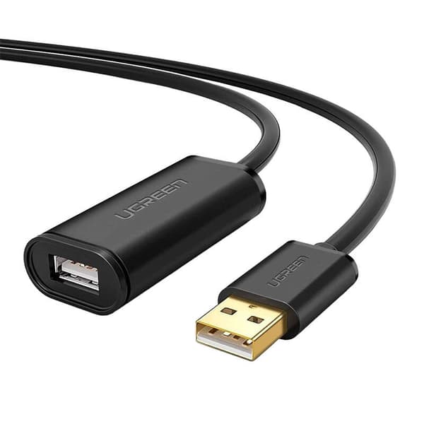 CABLU USB Ugreen prelungitor, "US121" USB 2.0 (T) la USB 2.0 (M), conectori auriti, 15m, negru, "10323" (timbru verde 0.18 lei) - 6957303813230
