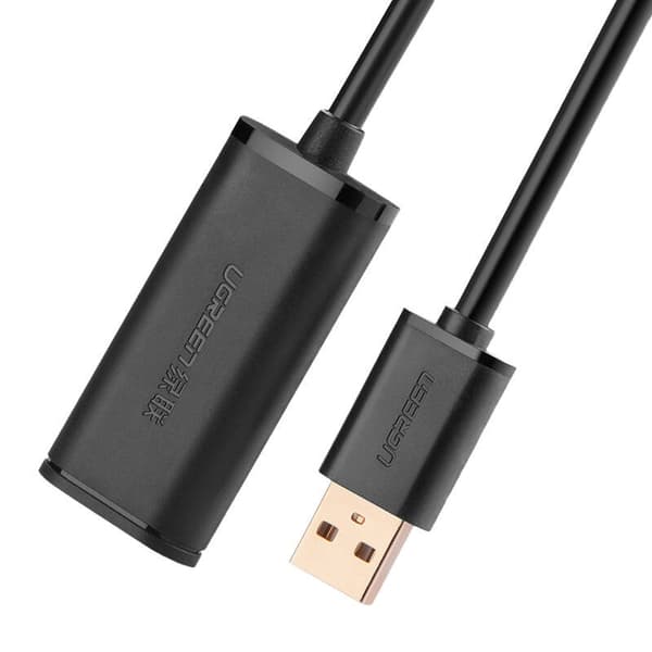 CABLU USB Ugreen prelungitor, "US121" USB 2.0 (T) la USB 2.0 (M), conectori auriti, 15m, negru, "10323" (timbru verde 0.18 lei) - 6957303813230