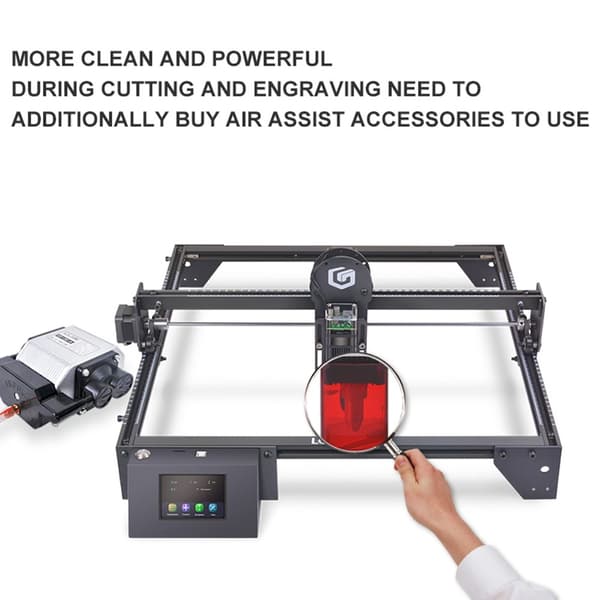 Længere RAY5 10W Laser Gravør Luftassisteret Kit, 30L/Min Maksimal Luftstrøm, Reducerer Varme, Forbedrer Klarhed