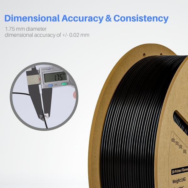 PLA 3D-utskriftsfilament, hög dimensionell noggrannhet, användarvänlig, stoppfri design