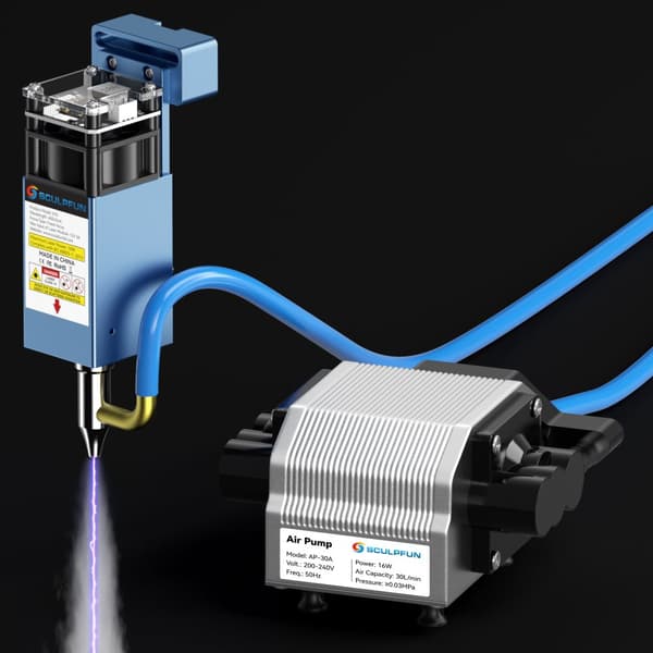 Lasergravyr Luftassistans Pump, 30L/Min Justerbar Flöde, Låg Ljudnivå Drift