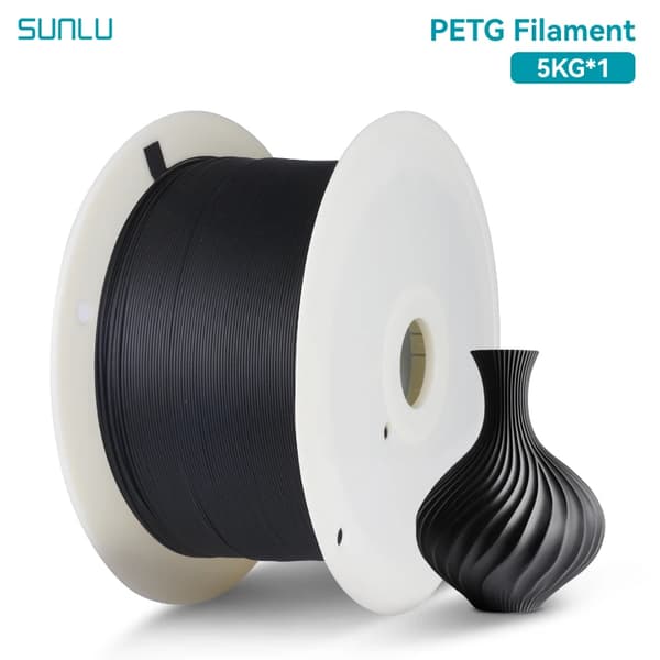 SUNLU PETG Filament, 1,75 mm Diameter, 5 kg Vægt,5 kg sort