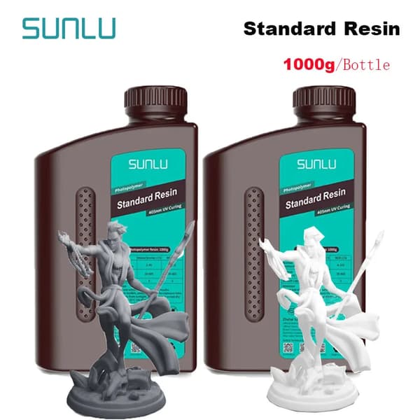 SUNLU Standardharpiks, 1 kg per flaska, 405 nm UV-härdning,1 Mörkgrå 1 Vit