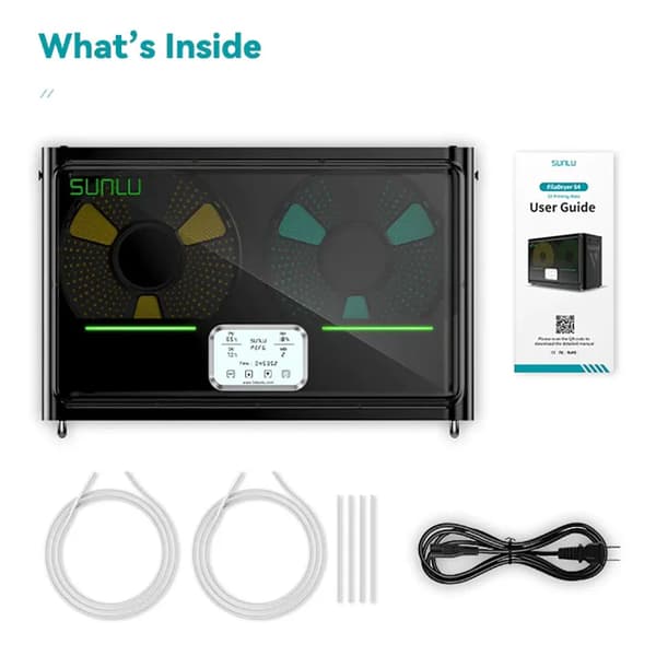 SUNLU Filamenttork, 350W Snabbuppvärmning, 4 Spole Kapacitet,Filamenttork S4, EU PLUG (220V 50Hz)