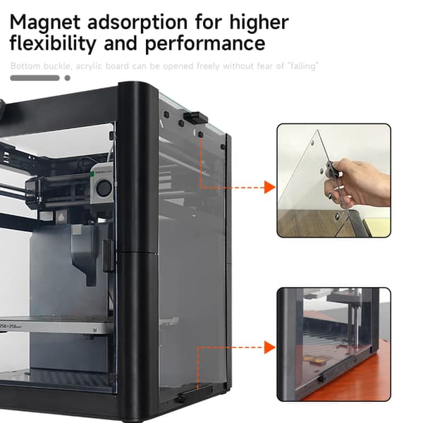 3D-skrivarskydd, högtemperaturbeständiga material, snabbmonterade magnetiska sidor, kompatibel med Bambu Lab P1P