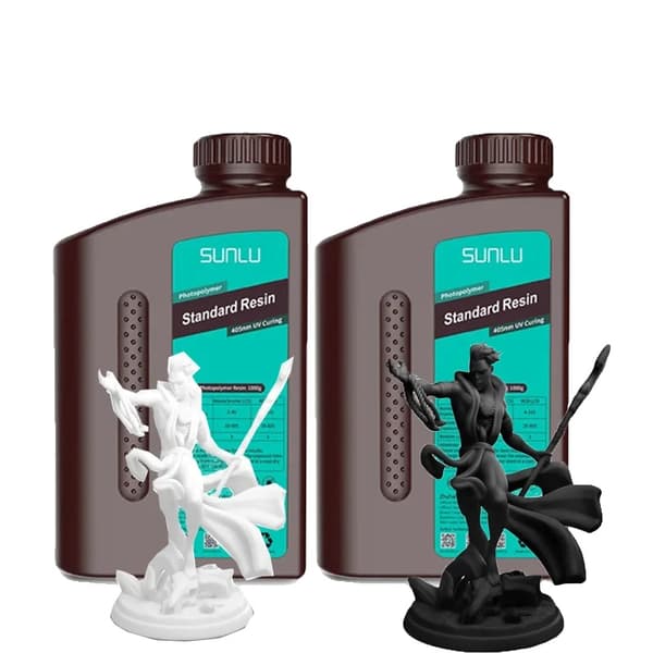SUNLU Standard Harpiks, 1 kg pr. Flaske, 405 nm UV Hærdning,1 Sort 1 Hvid