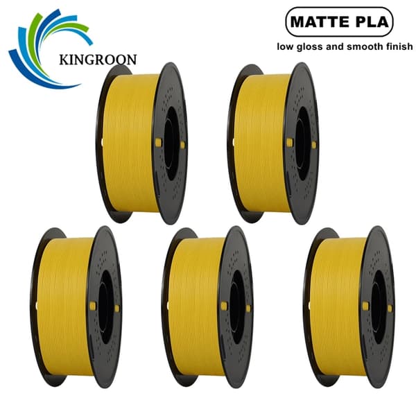 Matte PLA Filament, Lav Glans Finish, Bred Kompatibilitet,5KG Gul