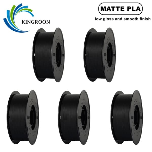 Matte PLA Filament, Lav Glans Finish, Bred Kompatibilitet,5KG Sort