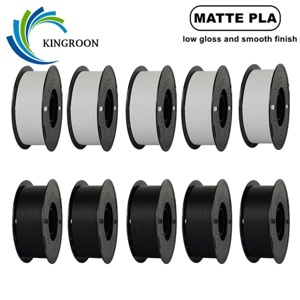 Matte PLA Filament, Lav Glans Finish, Bred Kompatibilitet,5kg Sort 5kg Hvid