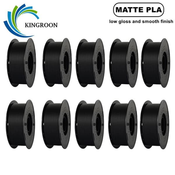 Matte PLA Filament, Lav Glans Finish, Bred Kompatibilitet,10KG Sort