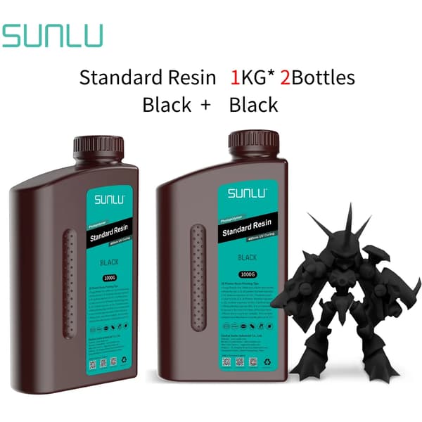 SUNLU 2KG Standardharpiks, Hög Precision, Snabb Härdningstid,2KG Svart
