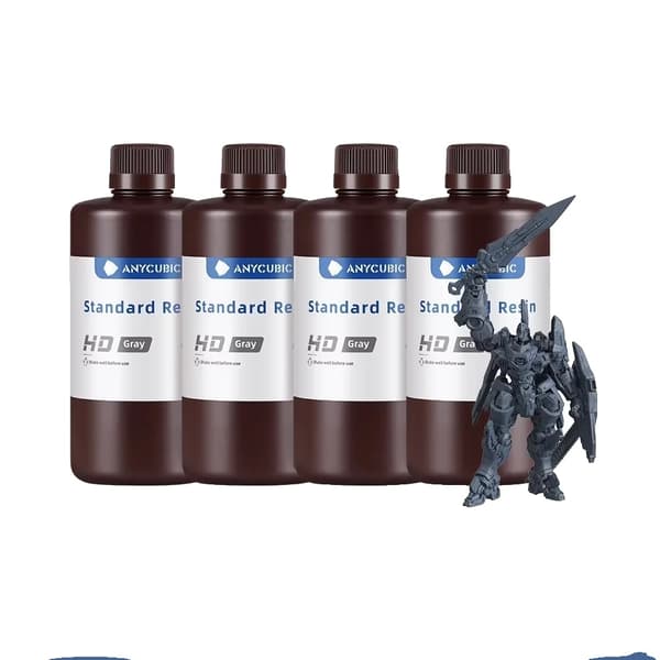 3D Printer Resin, 405nm UV-følsom, 1kg Flydende,4kg HD Grå