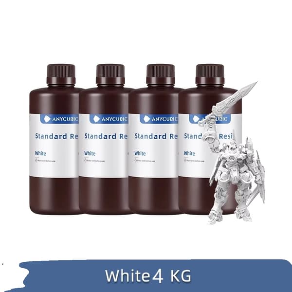 3D Printer Resin, 405nm UV-følsom, 1kg Flydende,4kg Hvid