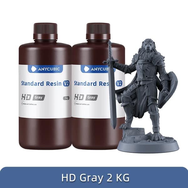 3D Printer Resin, Høj Præcision, 405nm UV Teknologi,2kgStandard V2 HD Gy