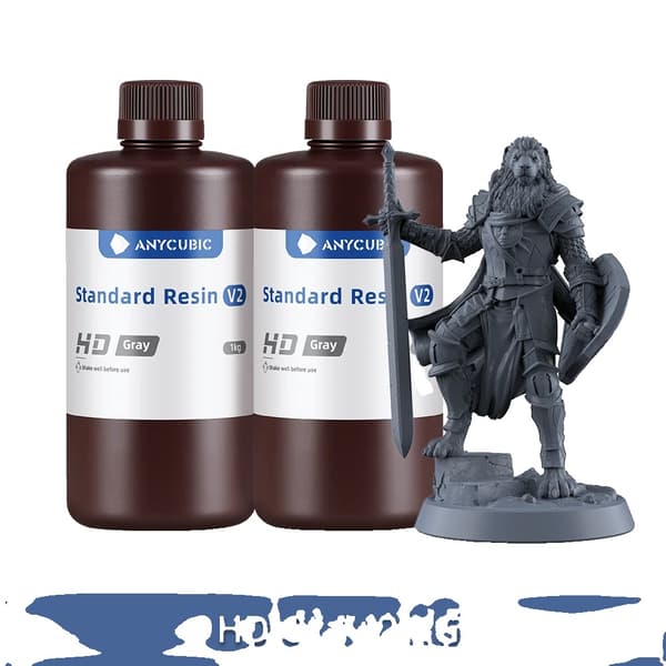 3D Printer Resin, Høj Præcision, 405nm UV Teknologi,2kgStandard V2 HD Gy