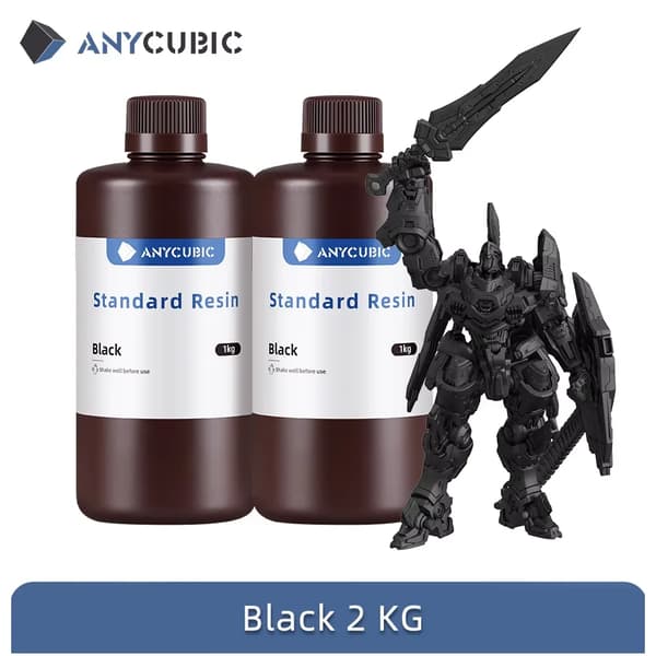 ANYCUBIC UV Resin, Høj Præcision, Hurtig Hærdning, Holdbar Kvalitet,2kg Sort