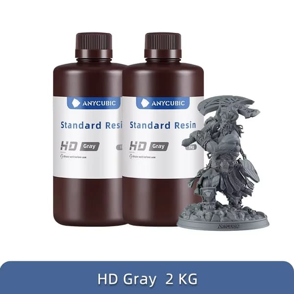 ANYCUBIC UV-harts, hög precision, snabb härdning, hållbar kvalitet,2kg HD Grå